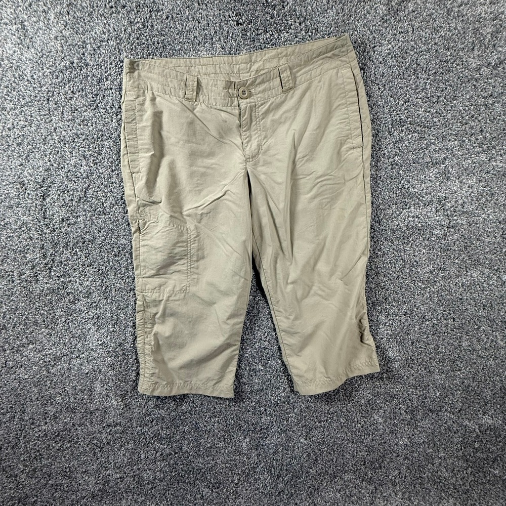 Eddie Bauer Travex Khaki Nylon Capri Hiking Pants Womens 8 Tan Outdoor Crop